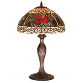 Tiffany Roses & Scrolls Table Lamp - Meyda 37789