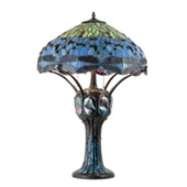 Tiffany Hanginghead Dragonfly 33" High Table Lamp - Meyda 37946
