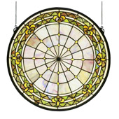 Tiffany Fleur-De-Lis Medallion Stained Glass Window - Meyda 49840