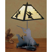 Rustic Ducks and Duck Hunters Table Lamp - Meyda Tiffany 50400