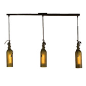 Casual Tuscan Vineyard Frosted Green Wine Bottle Multi Pendant Ceiling Fixture - Meyda 50638