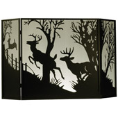 Rustic Deer On The Loose Folding Fireplace Screen - Meyda 50971