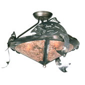Rustic Catch Of The Day Trout Semi-Flush Ceiling Fixture - Meyda 51074