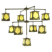 Craftsman/Mission Kirkpatrick Nine Light Hanging Lantern Chandelier - Meyda 65227