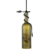 Casual Tuscan Vineyard Etched Grapes Wine Bottle Customizable Mini Pendant - Meyda 65761