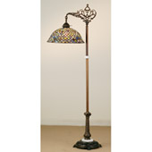 Tiffany Fishscale 60"H Bridge Arm Floor Lamp - Meyda 65838