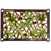 Rustic Acorn & Oak Leaf Stained Glass Window - Meyda 66276