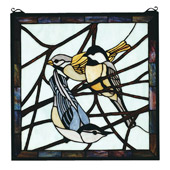 Rustic Early Morning Visitors Stained Glass Window - Meyda Tiffany 68387