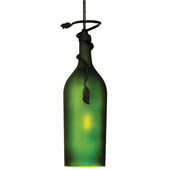 Casual Tuscan Vineyard Frosted Green Wine Bottle Mini Pendant - Meyda 69253