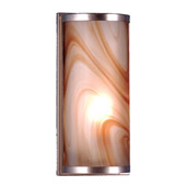 Contemporary Cylinder Cognac Swirl Fused Glass Wall Sconce - Meyda 70876