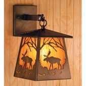 Rustic Moose Lantern Wall Sconce - Meyda Tiffany 81342