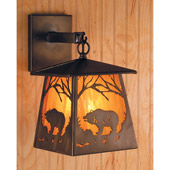 Rustic Grizzly Bear Lantern Wall Sconce - Meyda Tiffany 81343