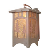 Rustic Tall Pines Curved Arm Wall Sconce - Meyda 82624