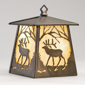 Rustic Elk Lantern Hanging Lamp - Meyda Tiffany 82638