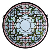 Tiffany Tulip Bevel Medallion Stained Glass Window - Meyda 99019