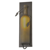 Casual Tuscan Vineyard Frosted Green Wine Bottle Pocket Wall Sconce - Meyda 99024