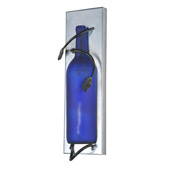 Casual Tuscan Vineyard Frosted Blue Wine Bottle Pocket Wall Sconce - Meyda 99639