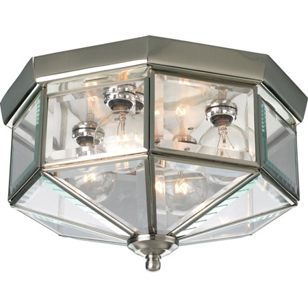 Progress Lighting P5789-09 Beveled Glass Indoor/Outdoor Flush Mount Ceiling Fixture