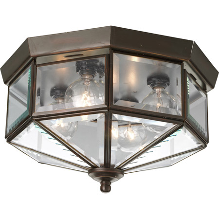 Progress Lighting P5789-20 Beveled Glass Indoor/Outdoor Flush Mount Ceiling Fixture