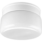 Transitional White Glass Flush Mount Ceiling Fixture - Progress Lighting P3518-30