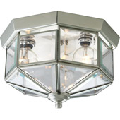 Classic/Traditional Beveled Glass Outdoor Flush Mount Ceiling Fixture - Progress Lighting P5788-09