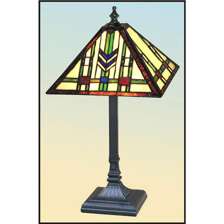 Paul Sahlin Tiffany 306-2 Bordered Chevron Table Lamp