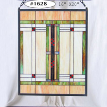 Paul Sahlin Tiffany 1628 Small Squares Banner Stained Glass Window Panel