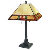 Craftsman/Mission Simple Border Table Lamp - Paul Sahlin Tiffany 1271