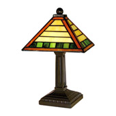Craftsman/Mission Amber-Green Horizontal Lines Mini Lamp - Paul Sahlin Tiffany 1439