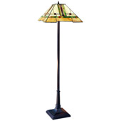 Craftsman/Mission Small Squares Banner Green Accented Floor Lamp - Paul Sahlin Tiffany 1551
