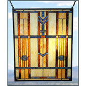Craftsman/Mission Blue Chevron Stained Glass Window Panel - Paul Sahlin Tiffany 1662