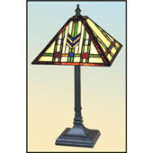 Craftsman/Mission Bordered Chevron Table Lamp - Paul Sahlin Tiffany 306-2