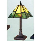 Craftsman/Mission Green Uneven Border Accent Lamp - Paul Sahlin Tiffany 799-2