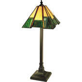 Craftsman/Mission Green Bordered Buffet Table Lamp - Paul Sahlin Tiffany 799