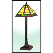 Craftsman/Mission Horizontal Line Pattern Buffet Lamp - Paul Sahlin Tiffany 976