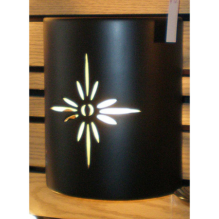 Ceramic Cylinder Wall Sconce with Sunburst Pattern Cutout